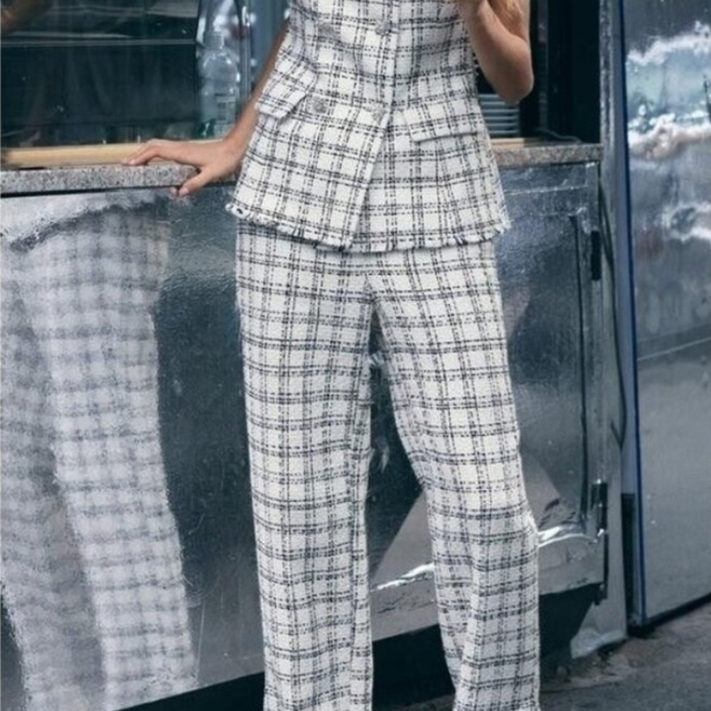 2 Piece Zara Black and White Plaid Pantsuit